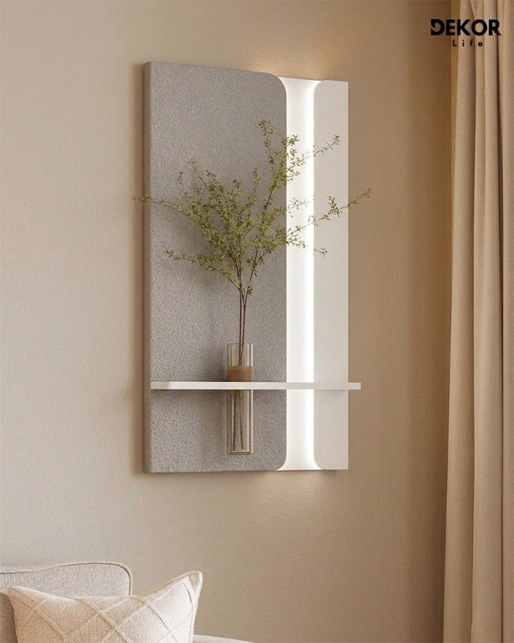 Dekor Fark 50x90 cm Oval LED'li Dekoratif Duvar Paneli - Gizli Aydınlatmalı - Model D059