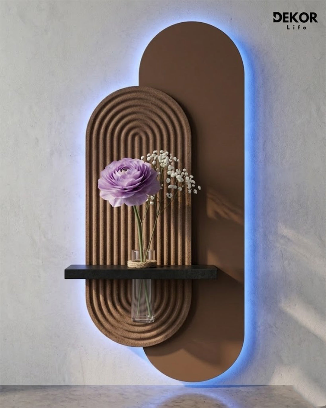 Dekor Fark 40x90 cm Oval LED'li Dekoratif Duvar Paneli - Gizli Aydınlatmalı - Model D013