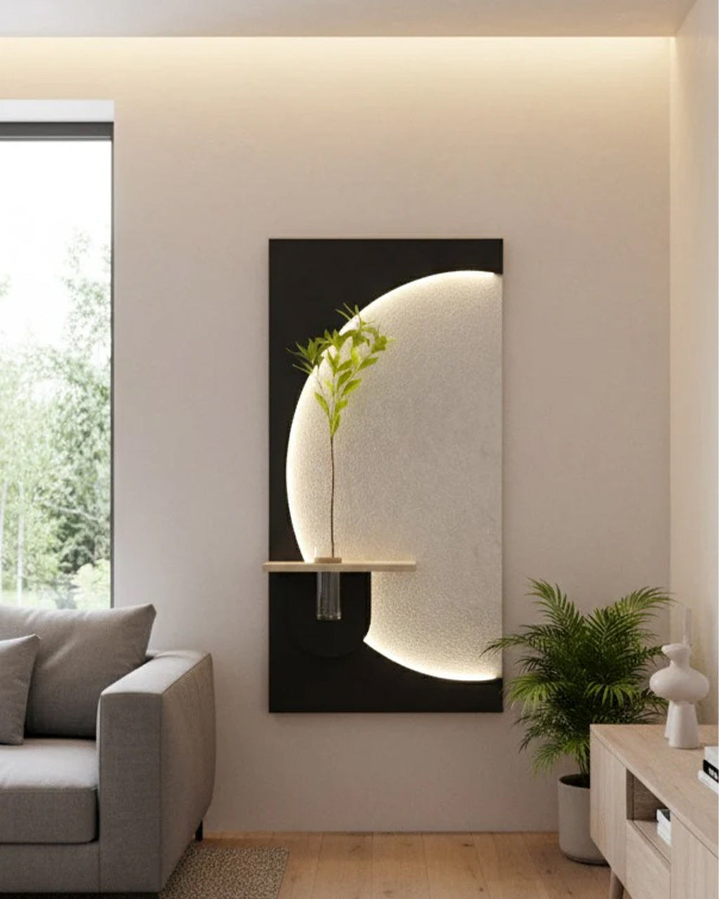 Dekor Fark 40x70 cm Pilli LED'li İskandinav Duvar Tablosu - Pütürlü Doku - Model D089