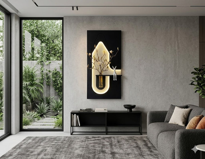 Dekor Fark 50x90 cm Oval LED'li Dekoratif Duvar Paneli - Gizli Aydınlatmalı - Model D062