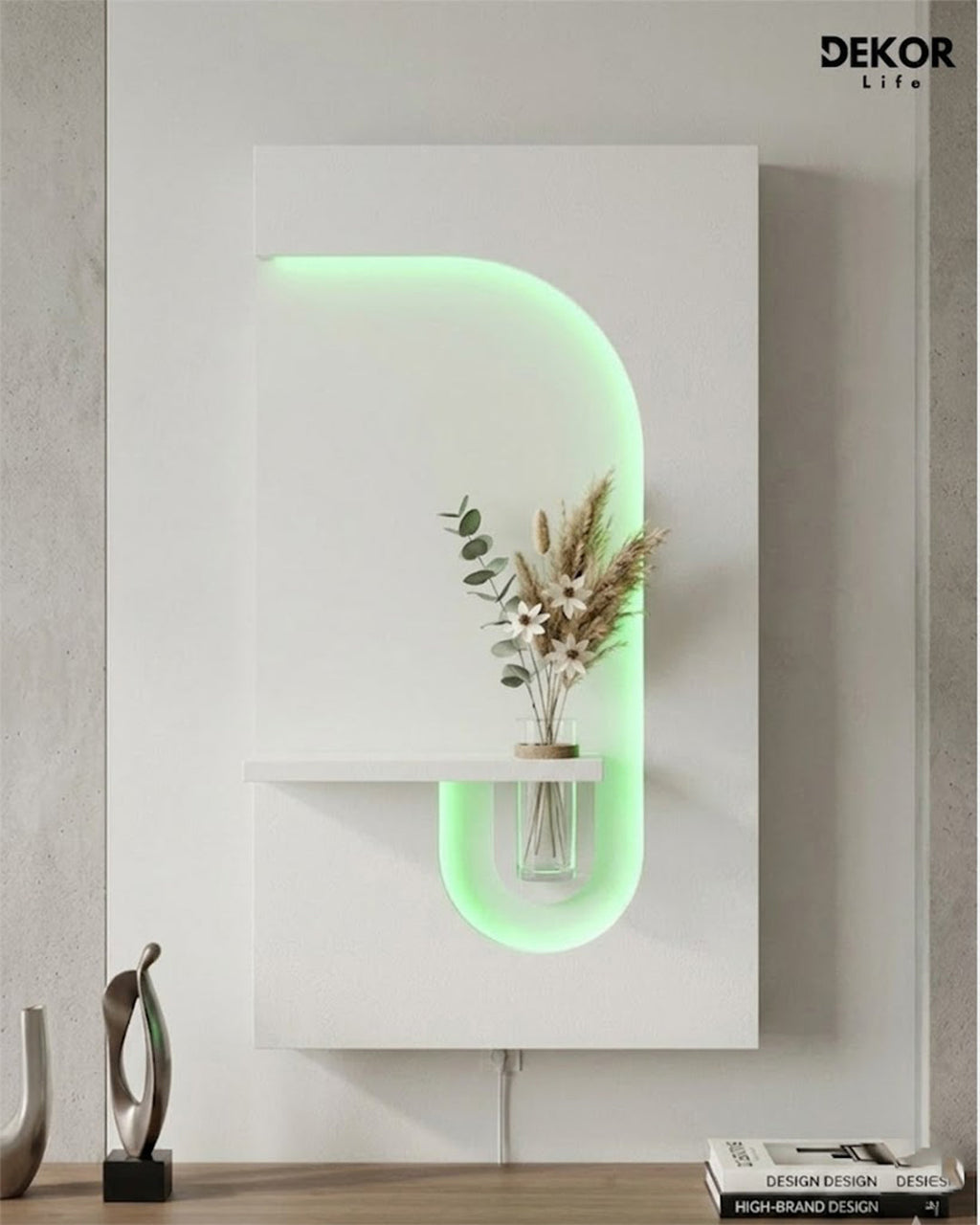 Dekor Fark 50x90 cm Oval LED'li Dekoratif Duvar Paneli - Gizli Aydınlatmalı - Model D054
