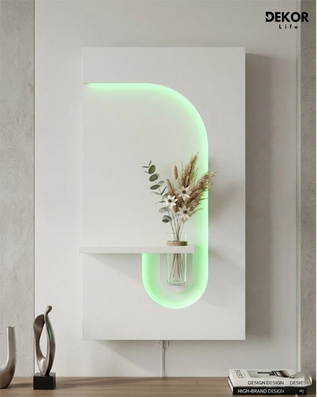 Dekor Fark 50x90 cm Oval LED'li Dekoratif Duvar Paneli - Gizli Aydınlatmalı - Model D054
