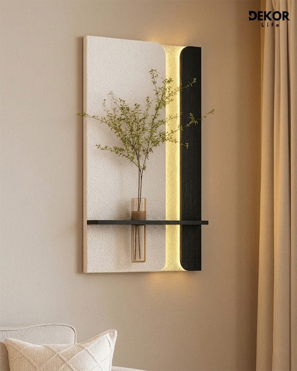 Dekor Fark 50x90 cm Oval LED'li Dekoratif Duvar Paneli - Gizli Aydınlatmalı - Model D057