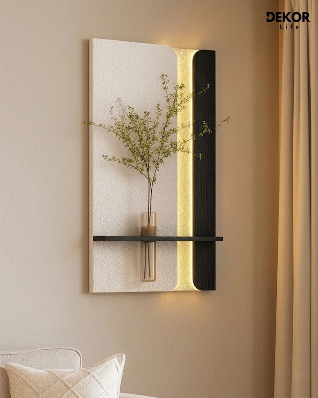 Dekor Fark 50x90 cm Oval LED'li Dekoratif Duvar Paneli - Gizli Aydınlatmalı - Model D057