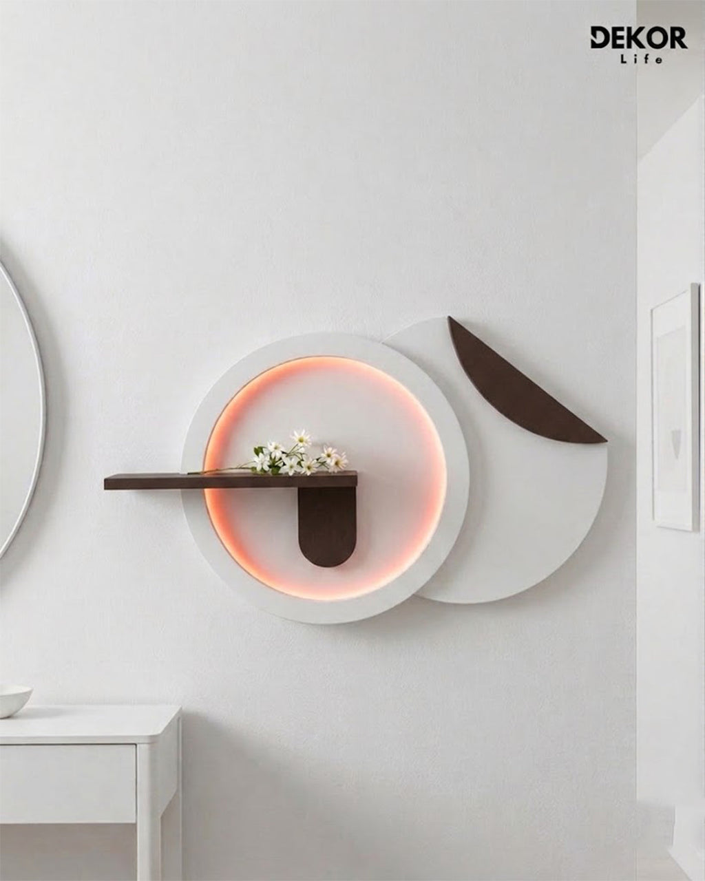 Dekor Fark 50x85 cm Oval LED'li Dekoratif Duvar Paneli - Gizli Aydınlatmalı - Model D031