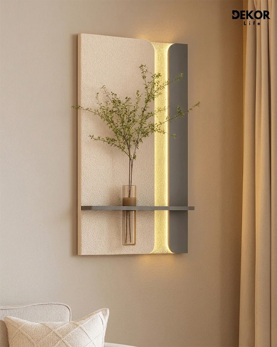 Dekor Fark 50x90 cm Oval LED'li Dekoratif Duvar Paneli - Gizli Aydınlatmalı - Model D060