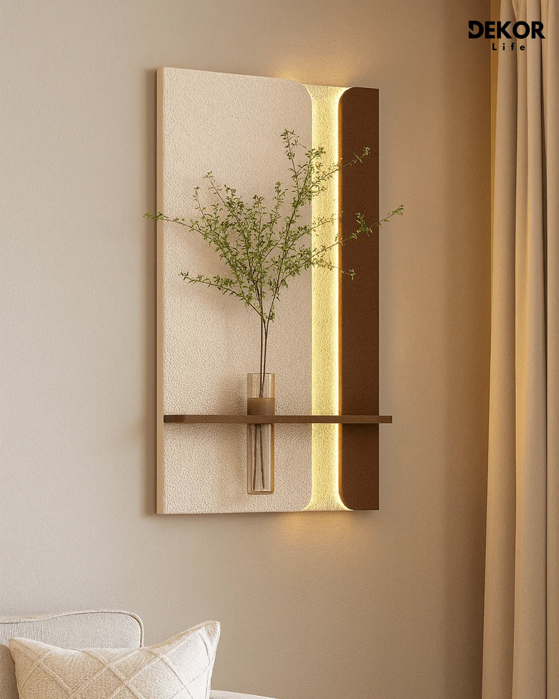 Dekor Fark 50x90 cm Oval LED'li Dekoratif Duvar Paneli - Gizli Aydınlatmalı - Model D064