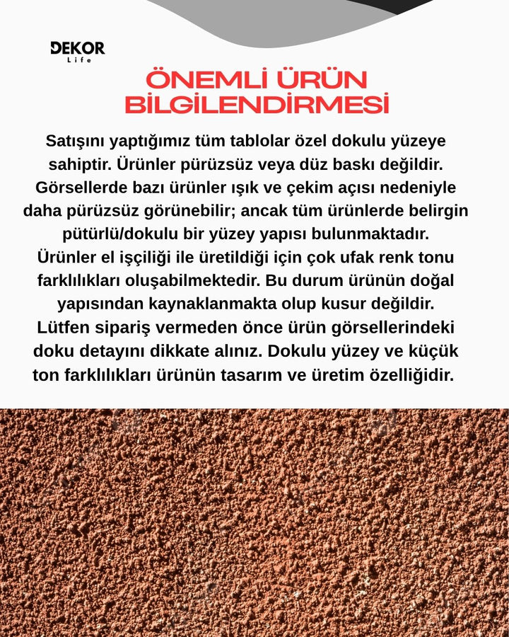 Dekor Fark 40x70 cm Pilli LED'li İskandinav Duvar Tablosu - Pütürlü Doku - Model D102