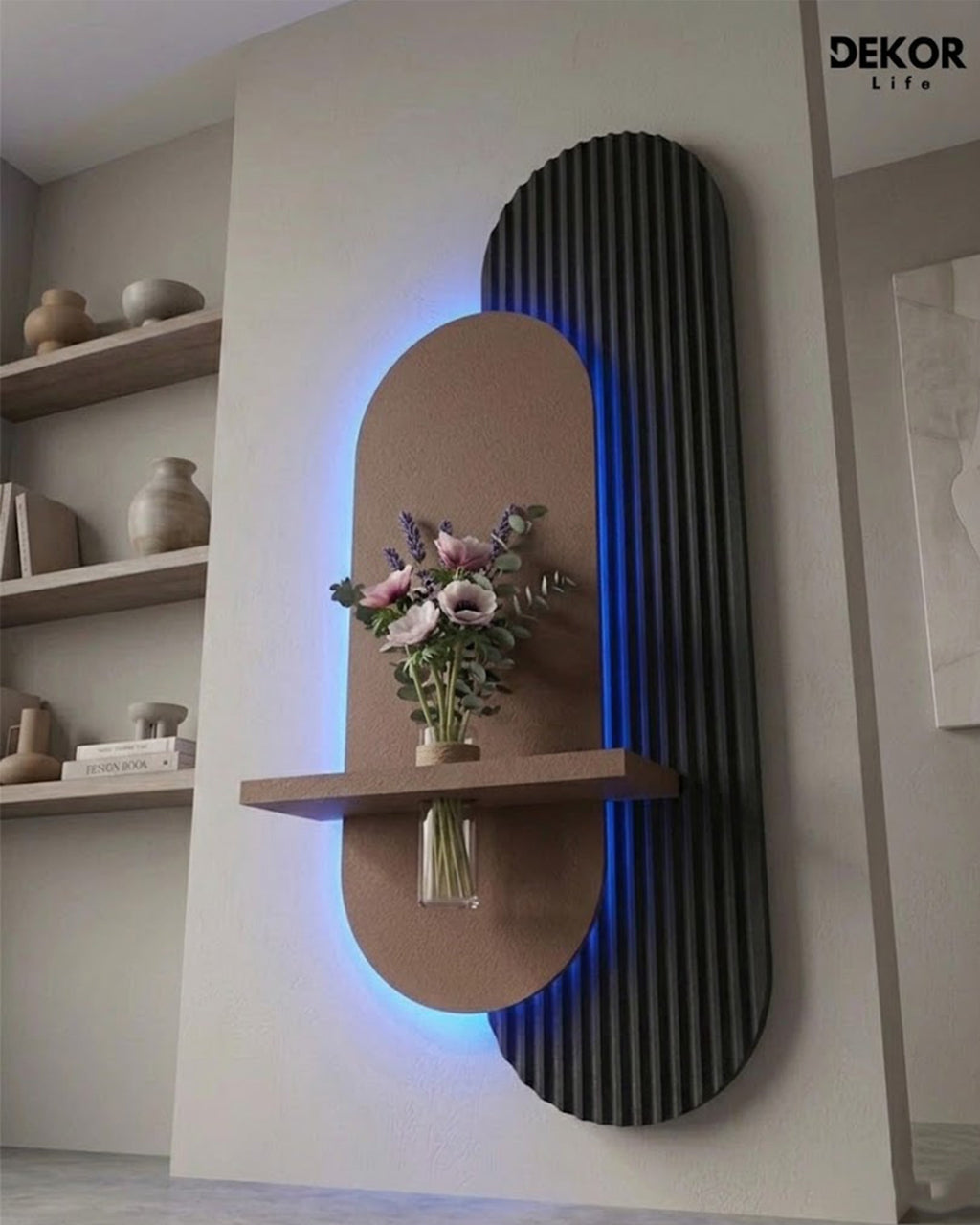 Dekor Fark 40x90 cm Oval LED'li Dekoratif Duvar Paneli - Gizli Aydınlatmalı - Model D010
