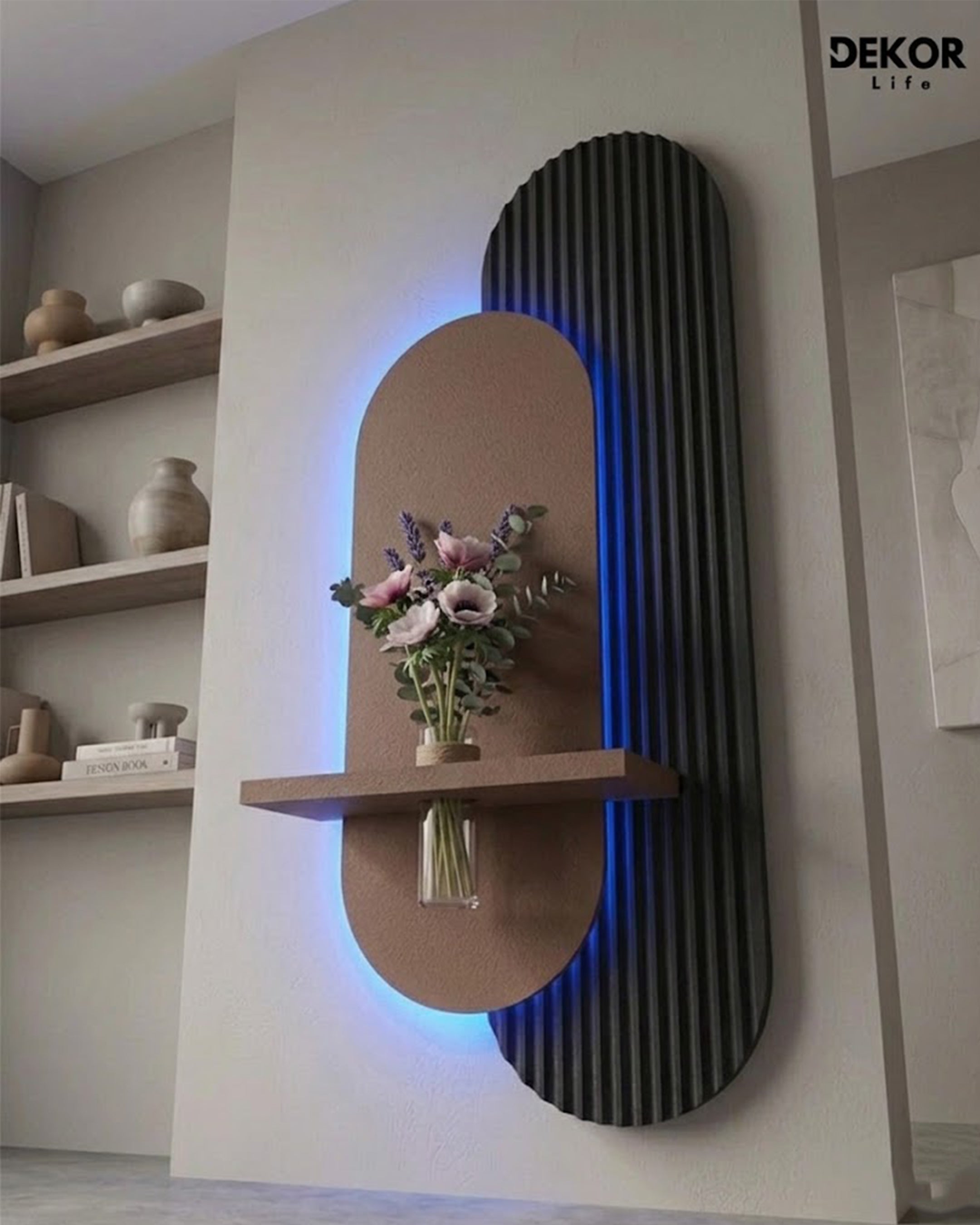 Dekor Fark 40x90 cm Oval LED'li Dekoratif Duvar Paneli - Gizli Aydınlatmalı - Model D010
