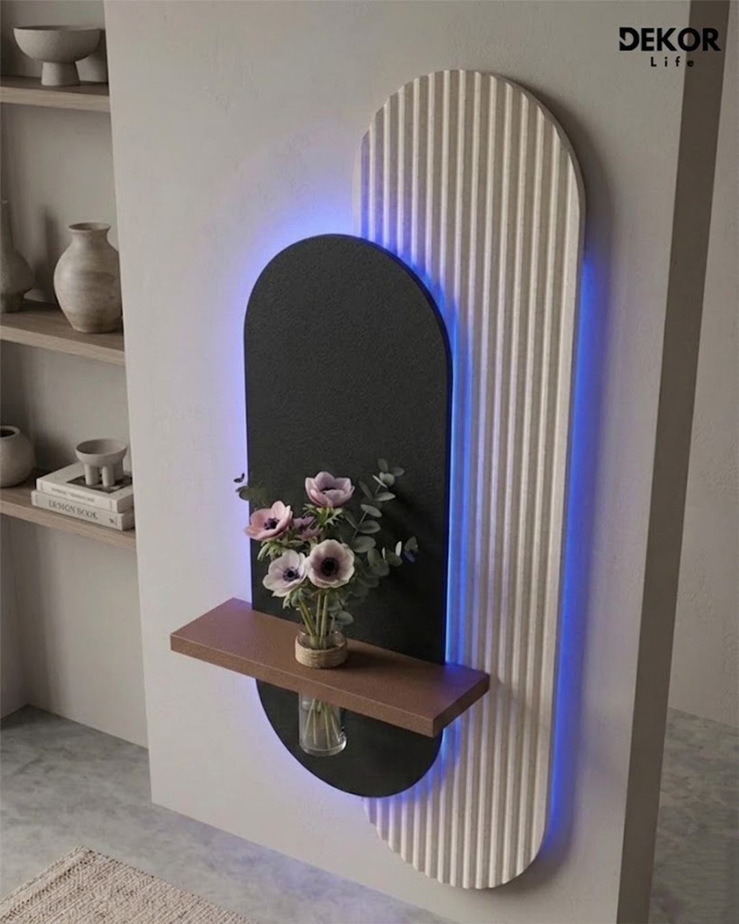 Dekor Fark 40x90 cm Oval LED'li Dekoratif Duvar Paneli - Gizli Aydınlatmalı - Model D011