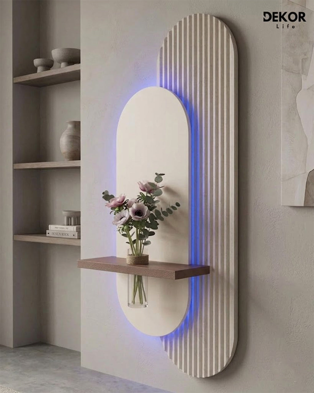 Dekor Fark 40x90 cm Oval LED'li Dekoratif Duvar Paneli - Gizli Aydınlatmalı - Model D016