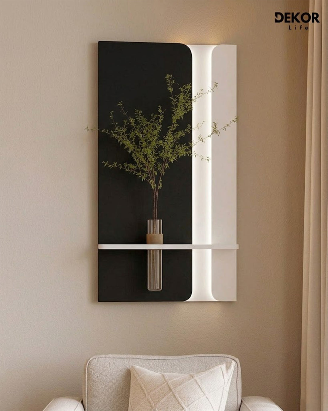 Dekor Fark 50x90 cm Oval LED'li Dekoratif Duvar Paneli - Gizli Aydınlatmalı - Model D058