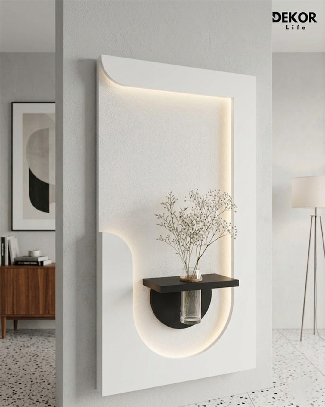 Dekor Fark 50x90 cm Oval LED'li Dekoratif Duvar Paneli - Gizli Aydınlatmalı - Model D051
