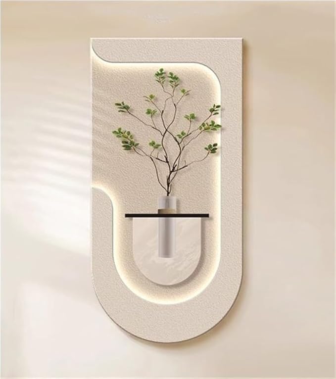 Dekor Fark 40x70 cm Pilli LED'li İskandinav Duvar Tablosu - Pütürlü Doku - Model D087