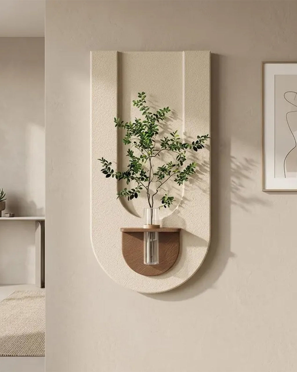 Dekor Fark 40x70 cm Pilli LED'li İskandinav Duvar Tablosu - Pütürlü Doku - Model D092