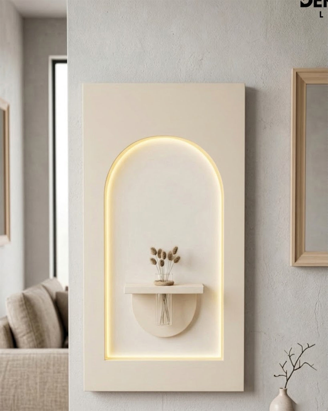 Dekor Fark 50x90 cm Oval LED'li Dekoratif Duvar Paneli - Gizli Aydınlatmalı - Model D045