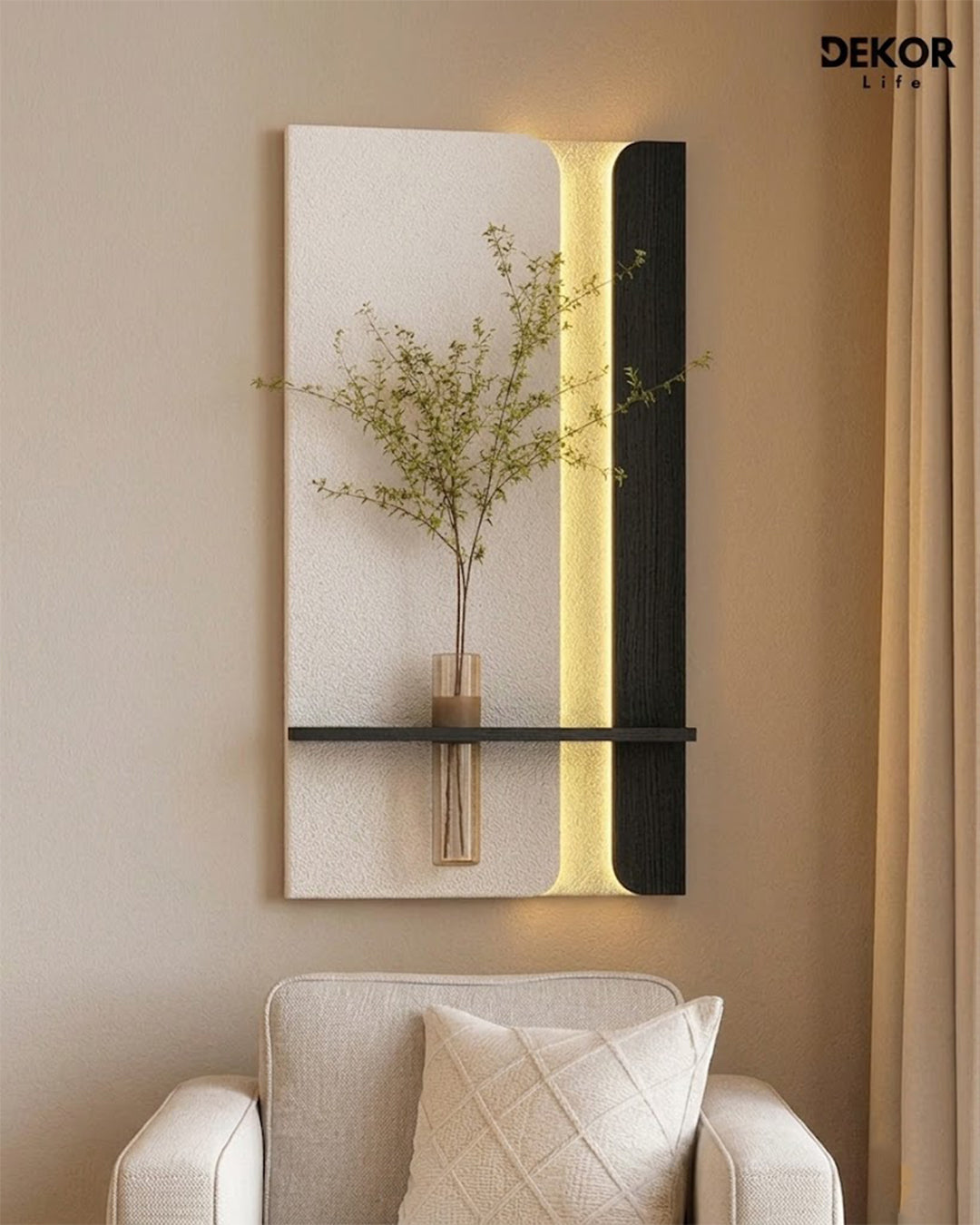 Dekor Fark 50x90 cm Oval LED'li Dekoratif Duvar Paneli - Gizli Aydınlatmalı - Model D057