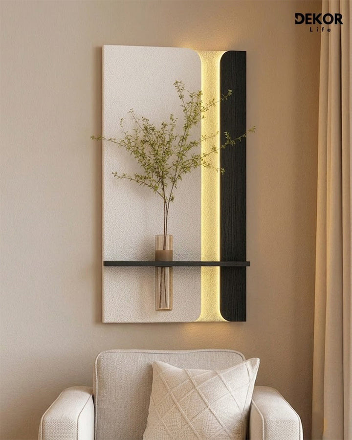 Dekor Fark 50x90 cm Oval LED'li Dekoratif Duvar Paneli - Gizli Aydınlatmalı - Model D057