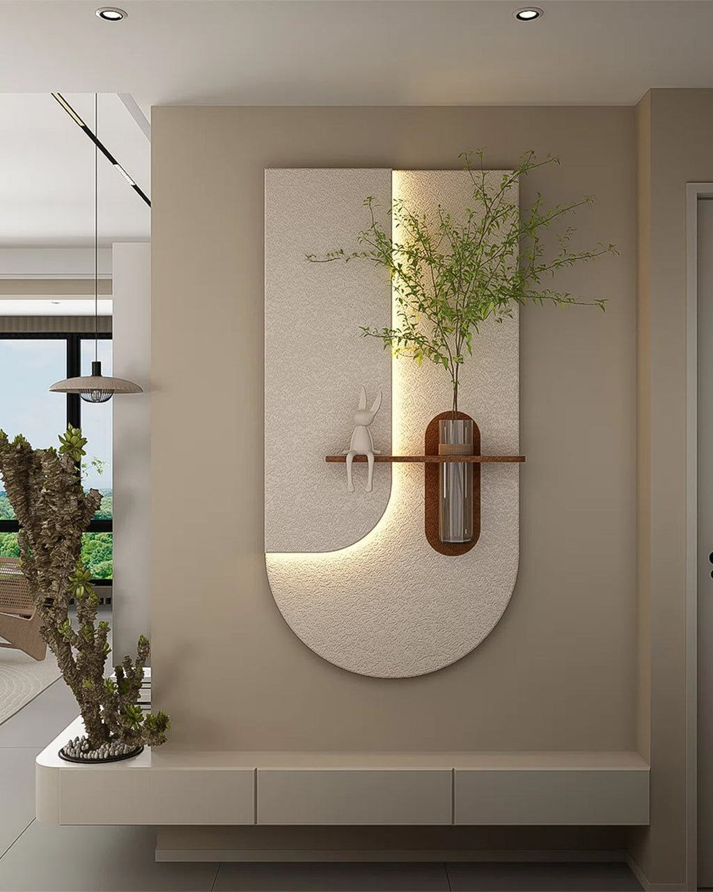 Dekor Fark 40x70 cm Pilli LED'li İskandinav Duvar Tablosu - Pütürlü Doku - Model D079