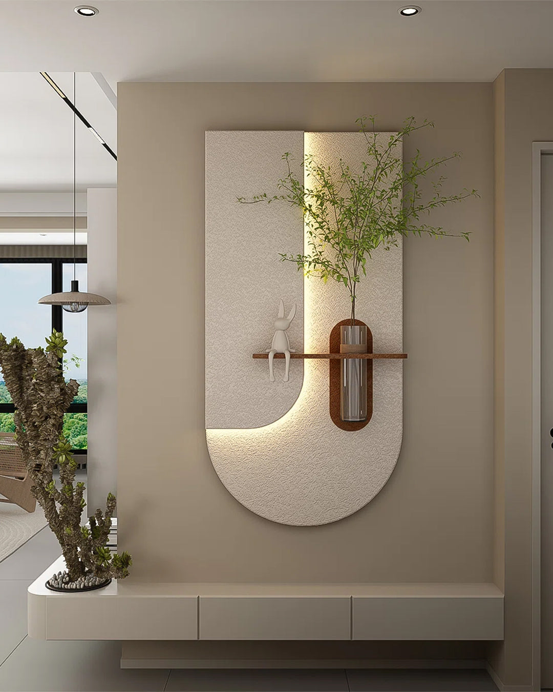 Dekor Fark 40x70 cm Pilli LED'li İskandinav Duvar Tablosu - Pütürlü Doku - Model D079