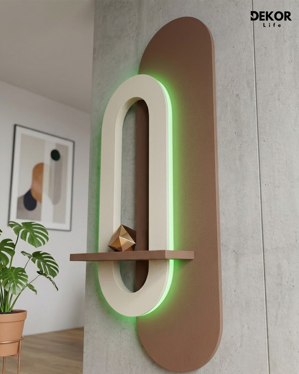 Dekor Fark 40x90 cm Oval LED'li Dekoratif Duvar Paneli - Gizli Aydınlatmalı - Model D004