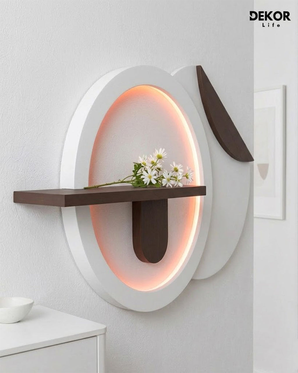 Dekor Fark 50x85 cm Oval LED'li Dekoratif Duvar Paneli - Gizli Aydınlatmalı - Model D031