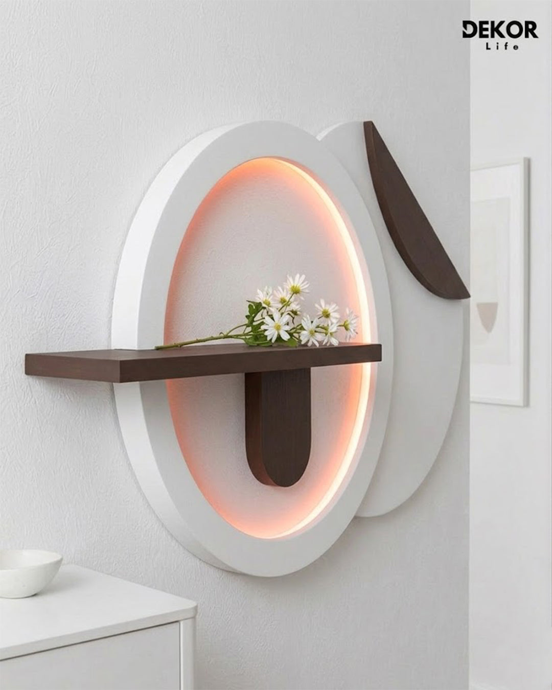 Dekor Fark 50x85 cm Oval LED'li Dekoratif Duvar Paneli - Gizli Aydınlatmalı - Model D031