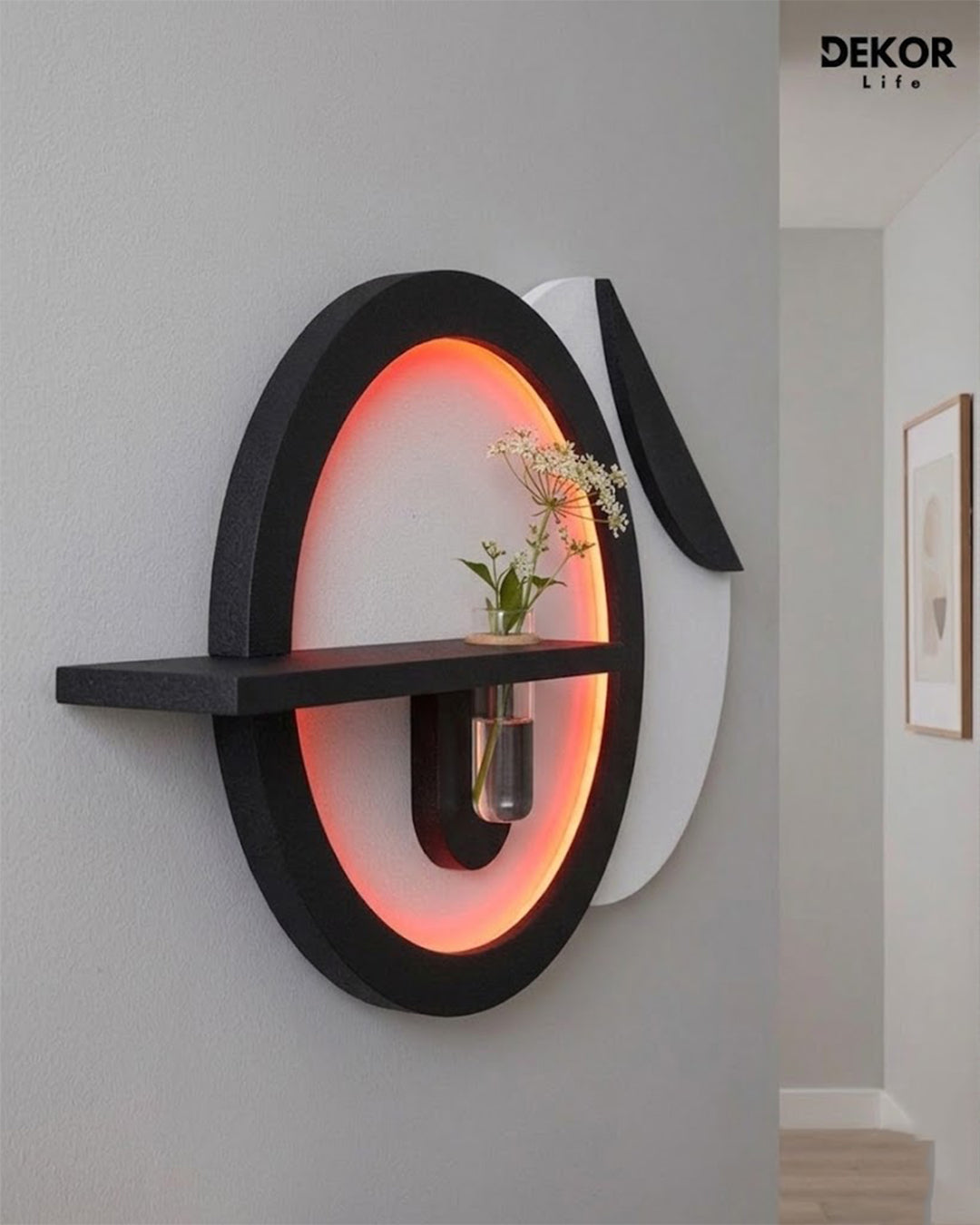 Dekor Fark 50x85 cm Oval LED'li Dekoratif Duvar Paneli - Gizli Aydınlatmalı - Model D033