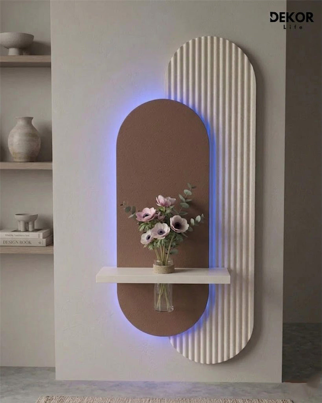 Dekor Fark 40x90 cm Oval LED'li Dekoratif Duvar Paneli - Gizli Aydınlatmalı - Model D015