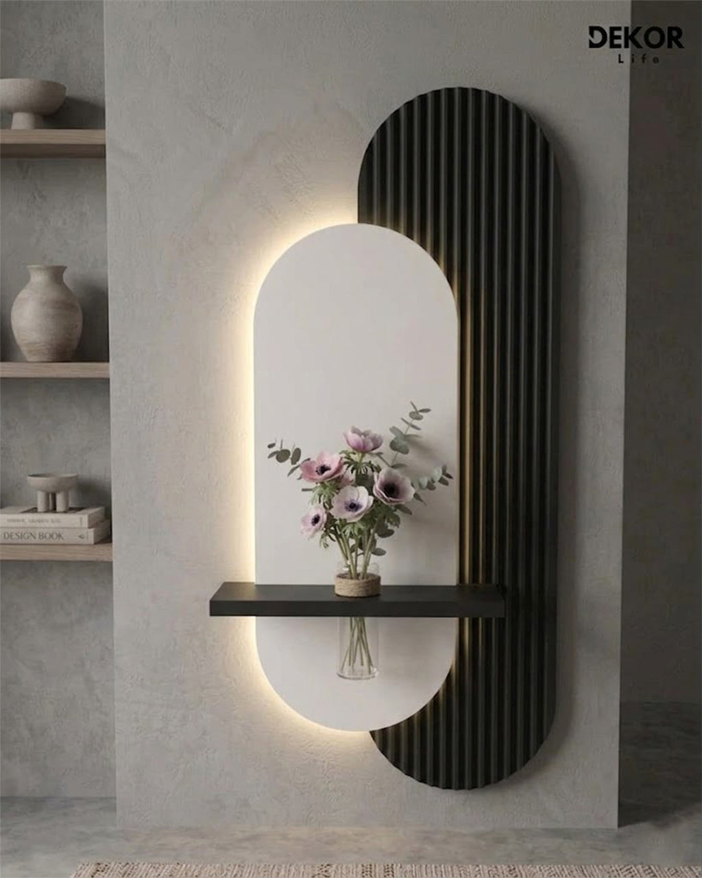 Dekor Fark 40x90 cm Oval LED'li Dekoratif Duvar Paneli - Gizli Aydınlatmalı - Model D005