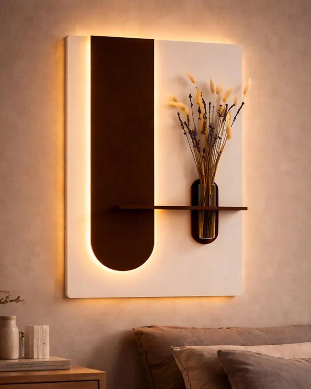 Dekor Fark 40x70 cm Pilli LED'li İskandinav Duvar Tablosu - Pütürlü Doku - Model D097
