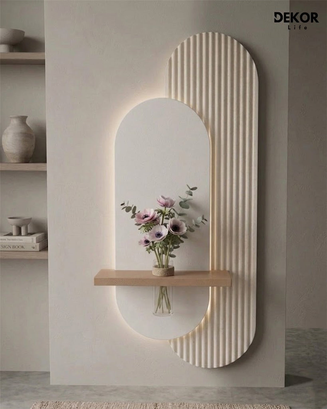 Dekor Fark 40x90 cm Oval LED'li Dekoratif Duvar Paneli - Gizli Aydınlatmalı - Model D014