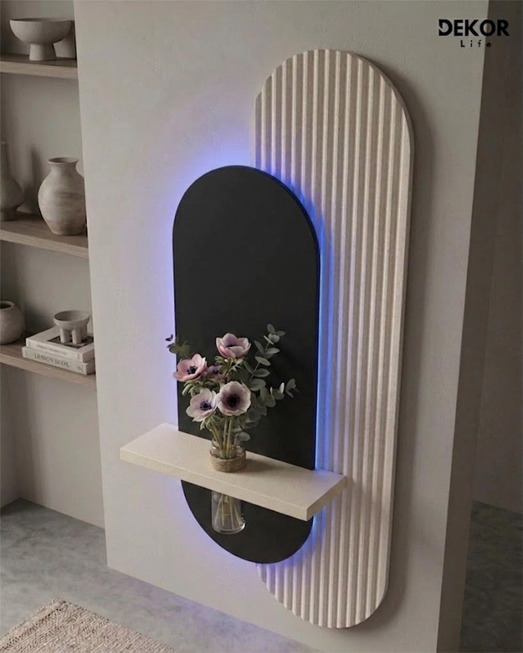 Dekor Fark 40x90 cm Oval LED'li Dekoratif Duvar Paneli - Gizli Aydınlatmalı - Model D017