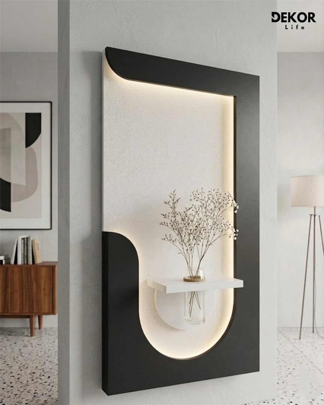 Dekor Fark 50x90 cm Oval LED'li Dekoratif Duvar Paneli - Gizli Aydınlatmalı - Model D050