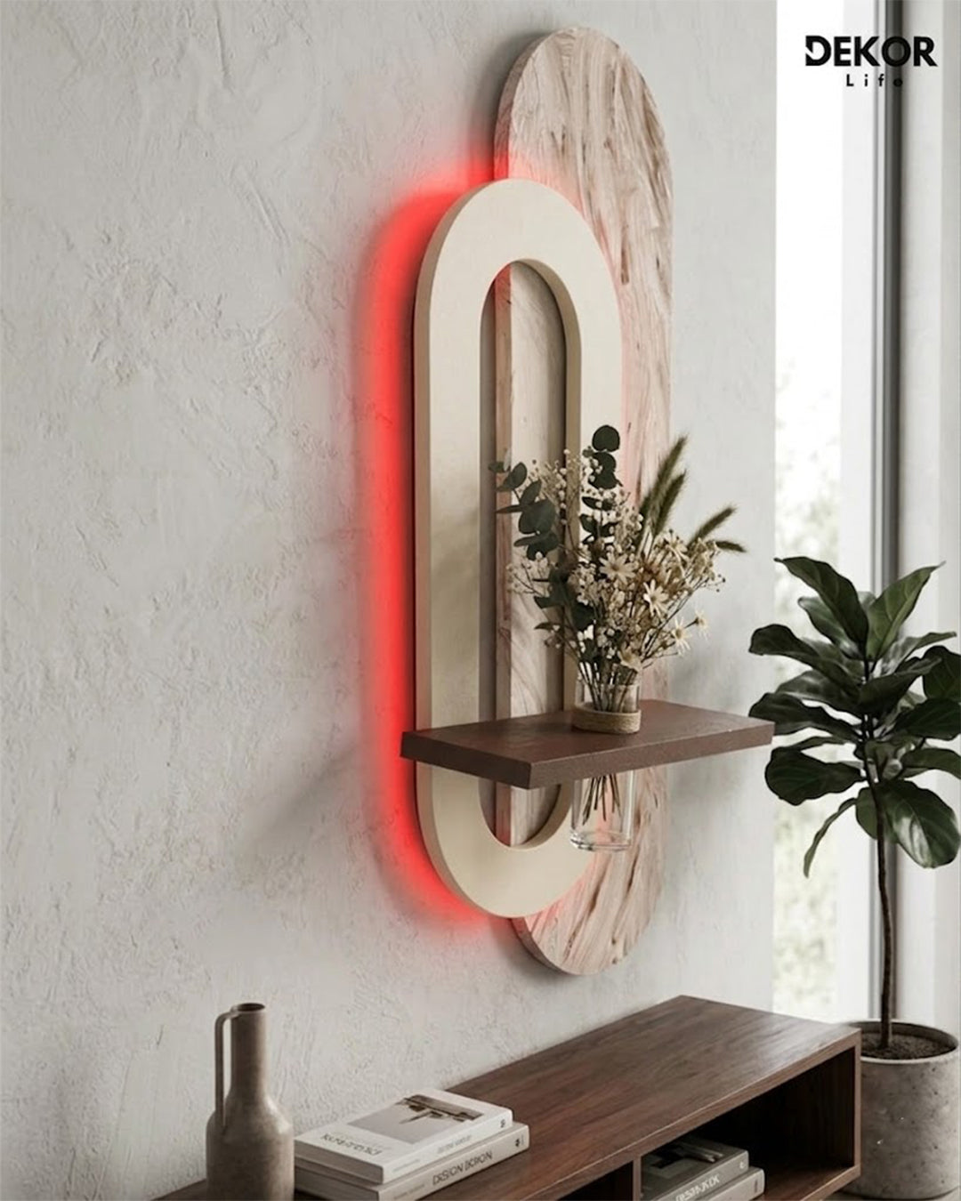 Dekor Fark 50x90 cm Oval LED'li Dekoratif Duvar Paneli - Gizli Aydınlatmalı - Model D052