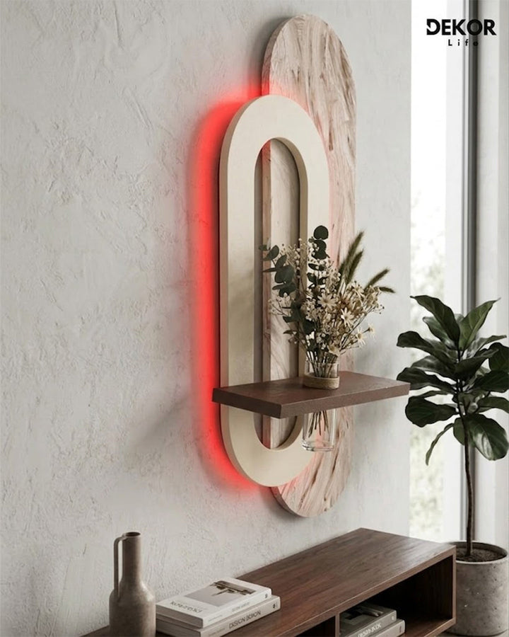 Dekor Fark 50x90 cm Oval LED'li Dekoratif Duvar Paneli - Gizli Aydınlatmalı - Model D052