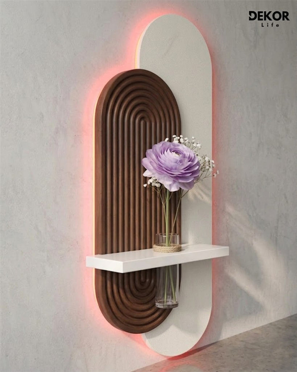 Dekor Fark 40x90 cm Oval LED'li Dekoratif Duvar Paneli - Gizli Aydınlatmalı - Model D020