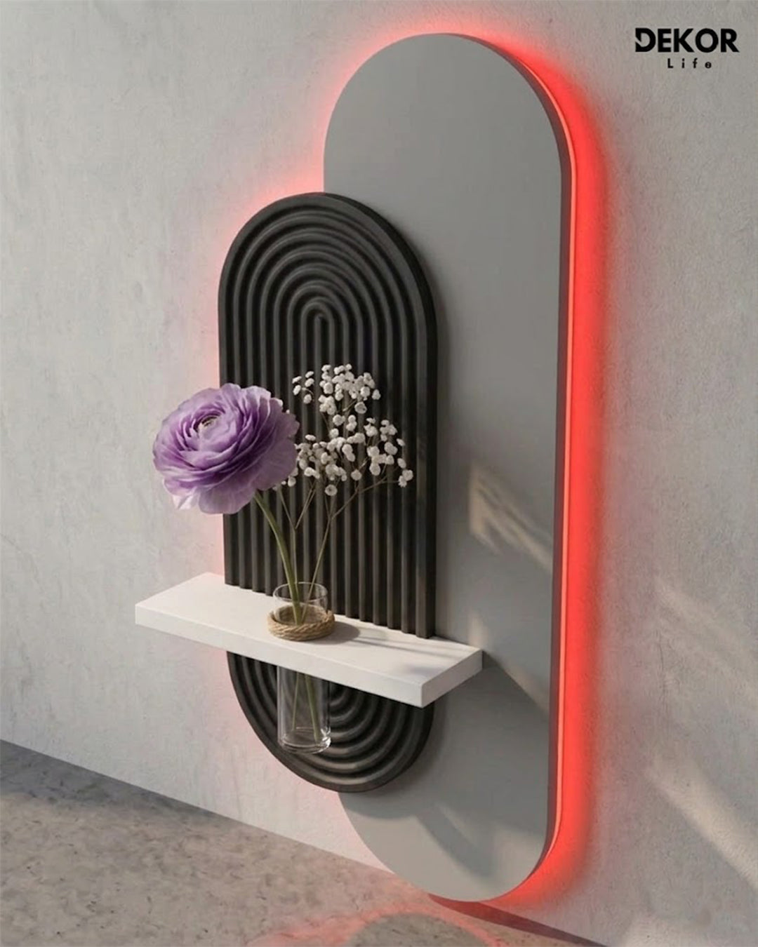 Dekor Fark 40x90 cm Oval LED'li Dekoratif Duvar Paneli - Gizli Aydınlatmalı - Model D021