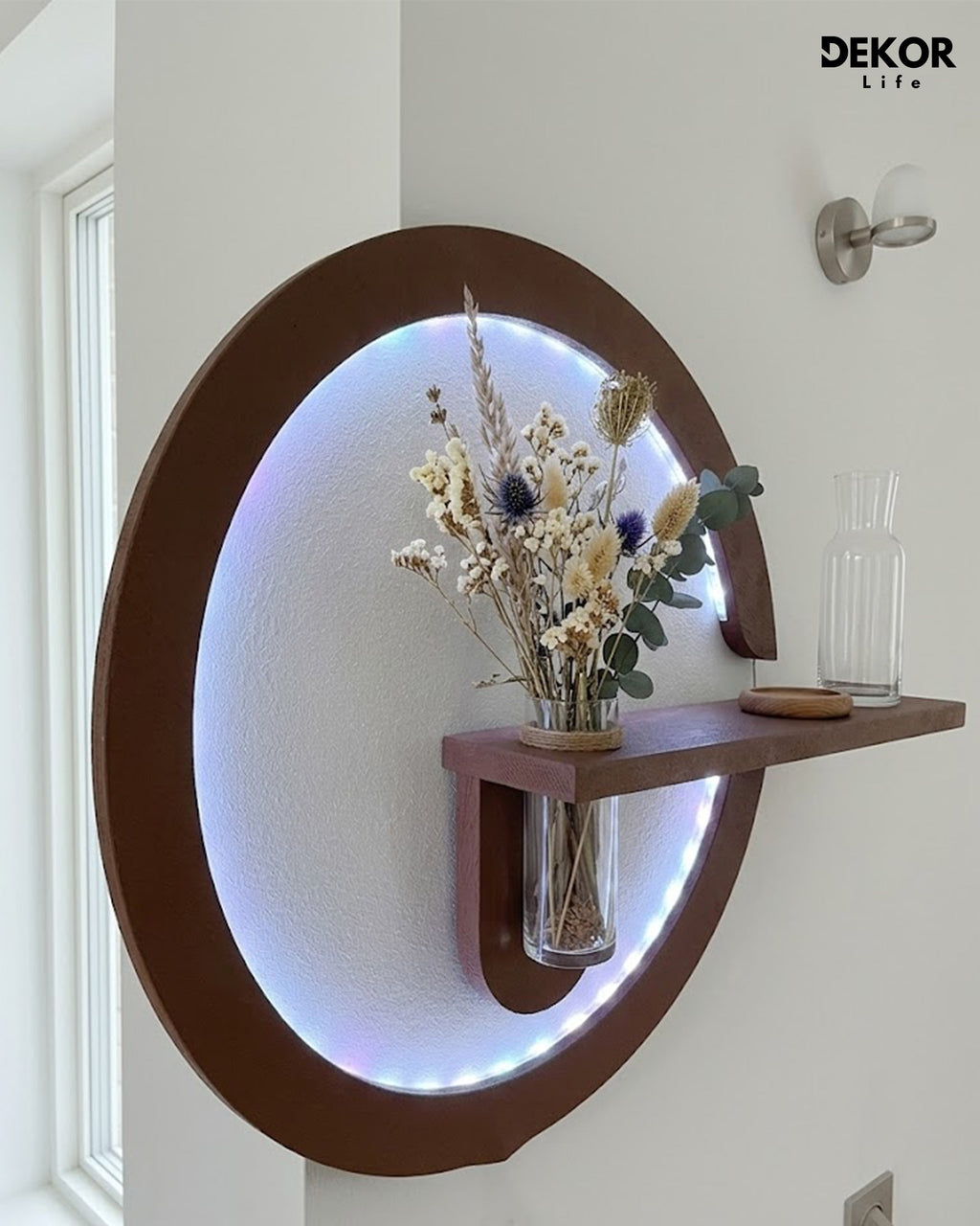 Dekor Fark 50x50 cm Oval LED'li Dekoratif Duvar Paneli - Gizli Aydınlatmalı - Model D027