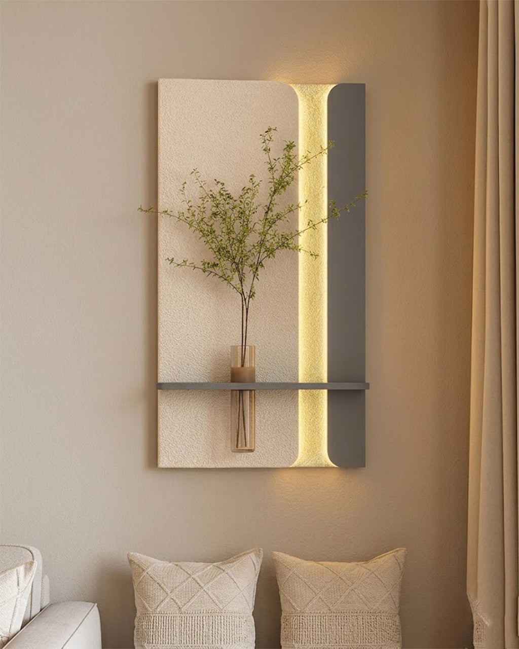 Dekor Fark 50x90 cm Oval LED'li Dekoratif Duvar Paneli - Gizli Aydınlatmalı - Model D060