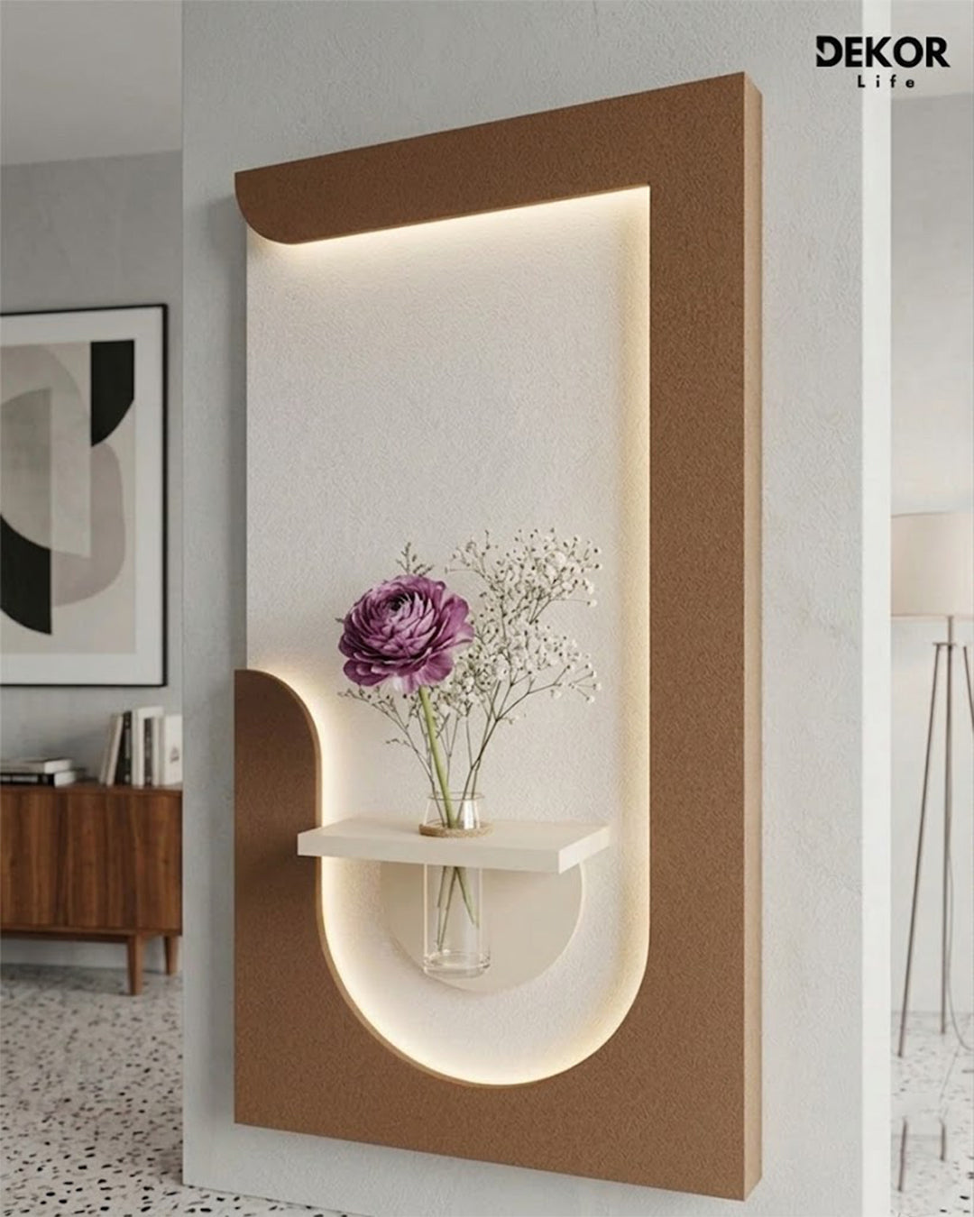 Dekor Fark 50x90 cm Oval LED'li Dekoratif Duvar Paneli - Gizli Aydınlatmalı - Model D049