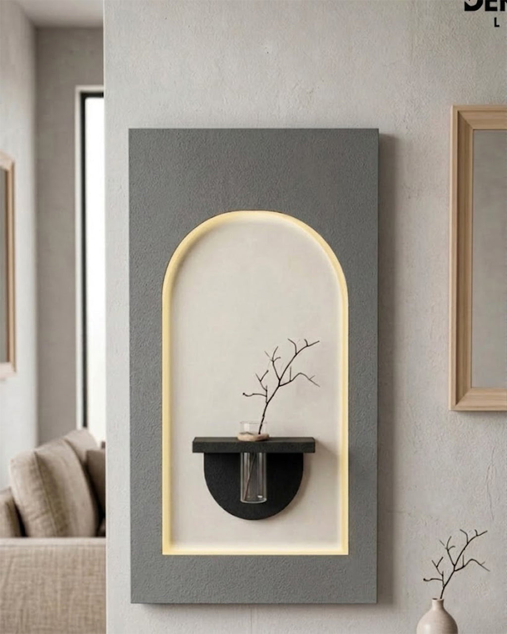 Dekor Fark 50x90 cm Oval LED'li Dekoratif Duvar Paneli - Gizli Aydınlatmalı - Model D047