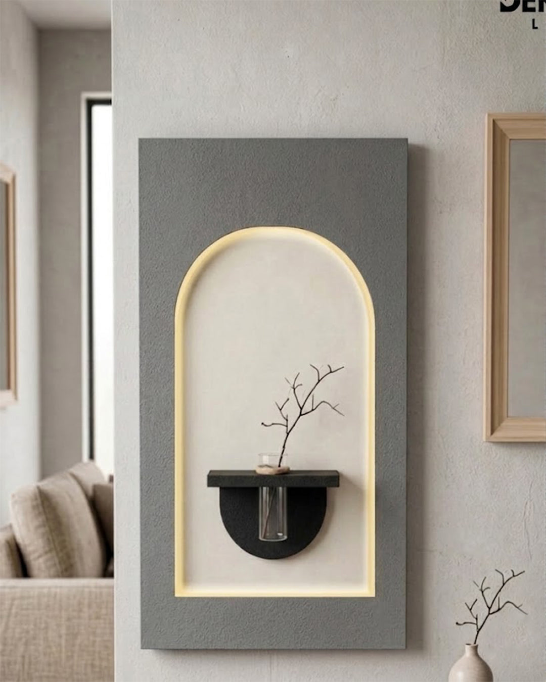 Dekor Fark 50x90 cm Oval LED'li Dekoratif Duvar Paneli - Gizli Aydınlatmalı - Model D047