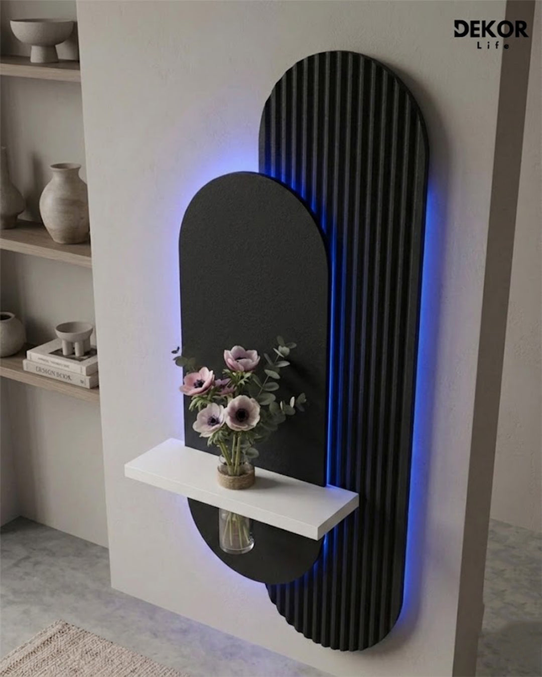 Dekor Fark 40x90 cm Oval LED'li Dekoratif Duvar Paneli - Gizli Aydınlatmalı - Model D012