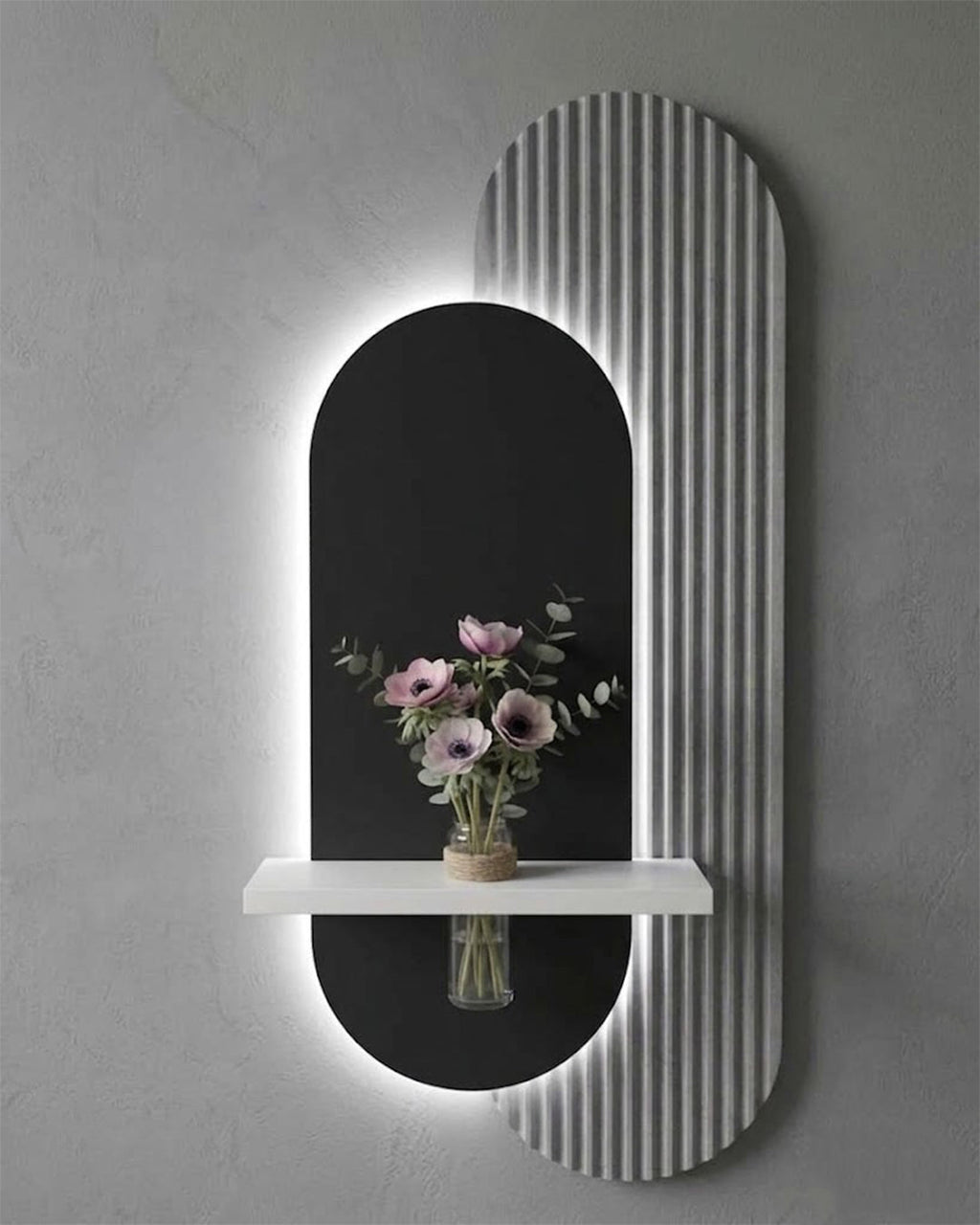 Dekor Fark 40x90 cm Oval LED'li Dekoratif Duvar Paneli - Gizli Aydınlatmalı - Model D018