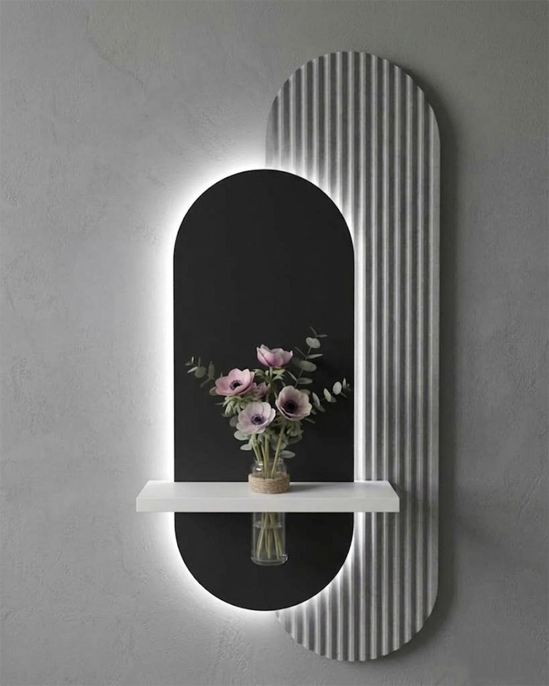 Dekor Fark 40x90 cm Oval LED'li Dekoratif Duvar Paneli - Gizli Aydınlatmalı - Model D018