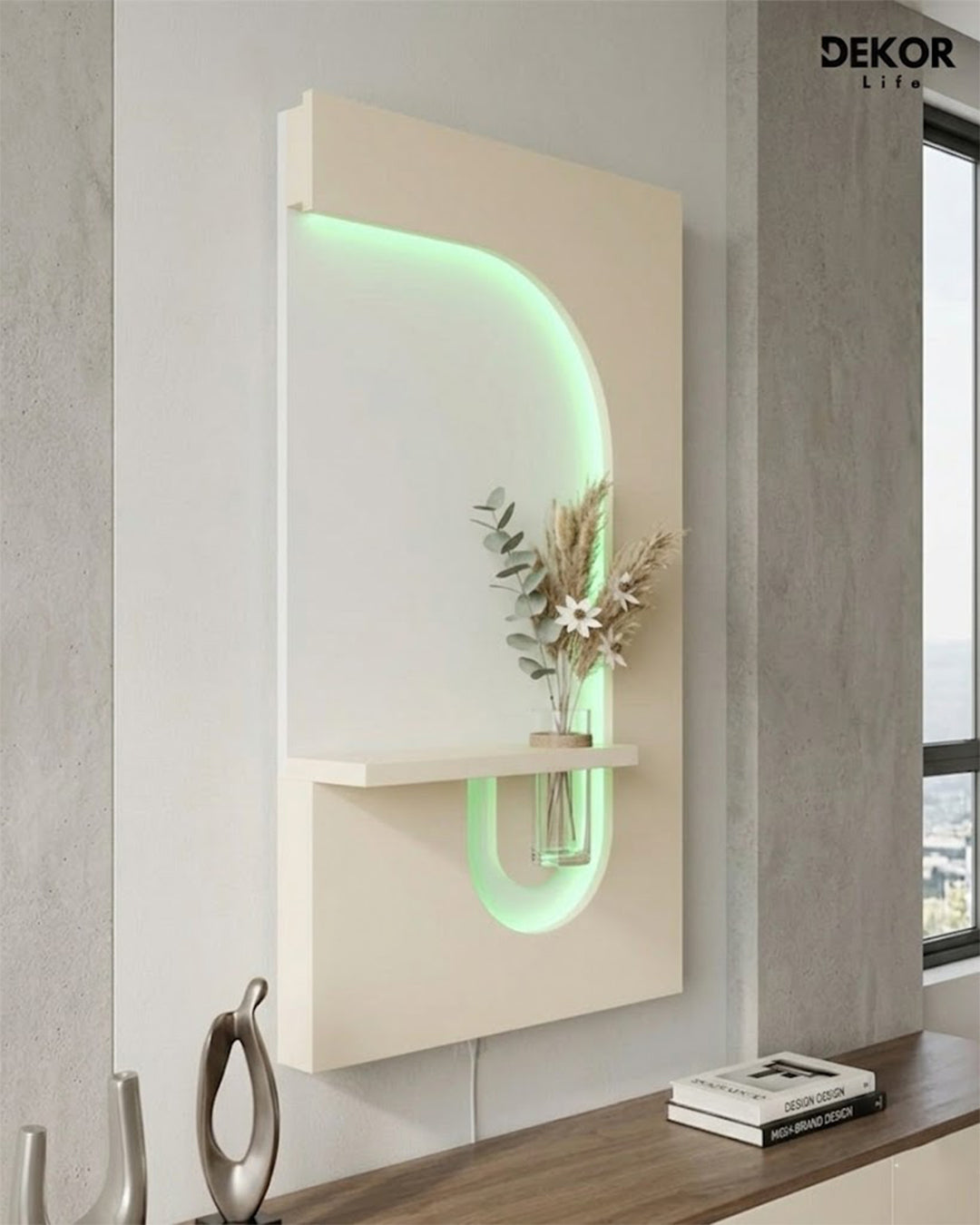 Dekor Fark 50x90 cm Oval LED'li Dekoratif Duvar Paneli - Gizli Aydınlatmalı - Model D055