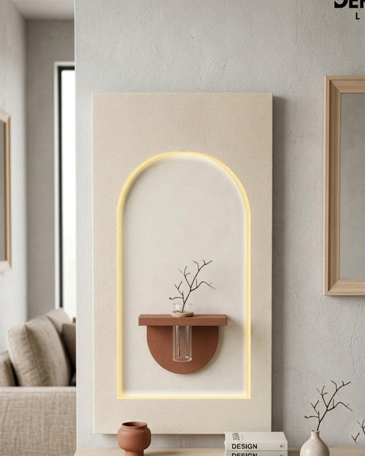 Dekor Fark 50x90 cm Oval LED'li Dekoratif Duvar Paneli - Gizli Aydınlatmalı - Model D048