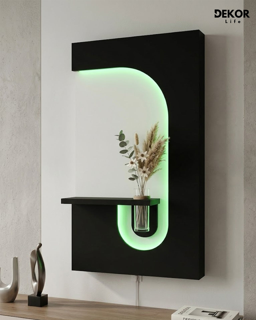 Dekor Fark 50x90 cm Oval LED'li Dekoratif Duvar Paneli - Gizli Aydınlatmalı - Model D043